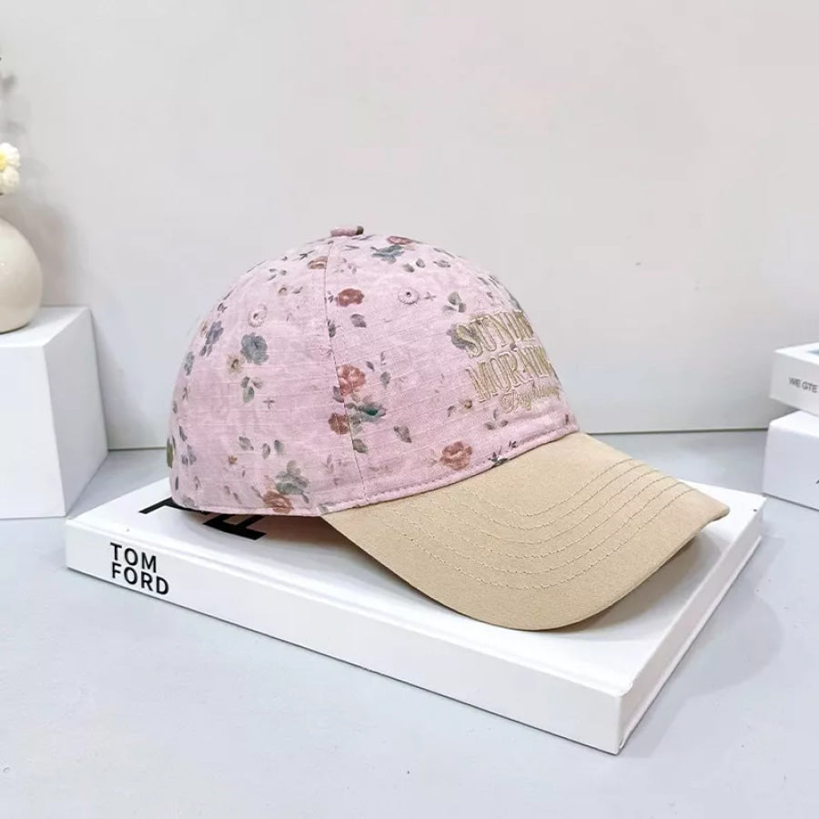 Embroidered Floral Print Baseball Cap Pink / One Size Apparel and Accessories