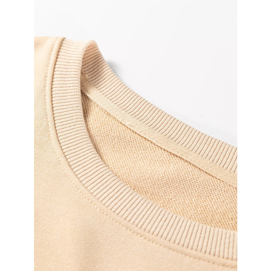 Embroidered Flower Pattern Drop Shoulder Sweatshirt Apparel and Accessories