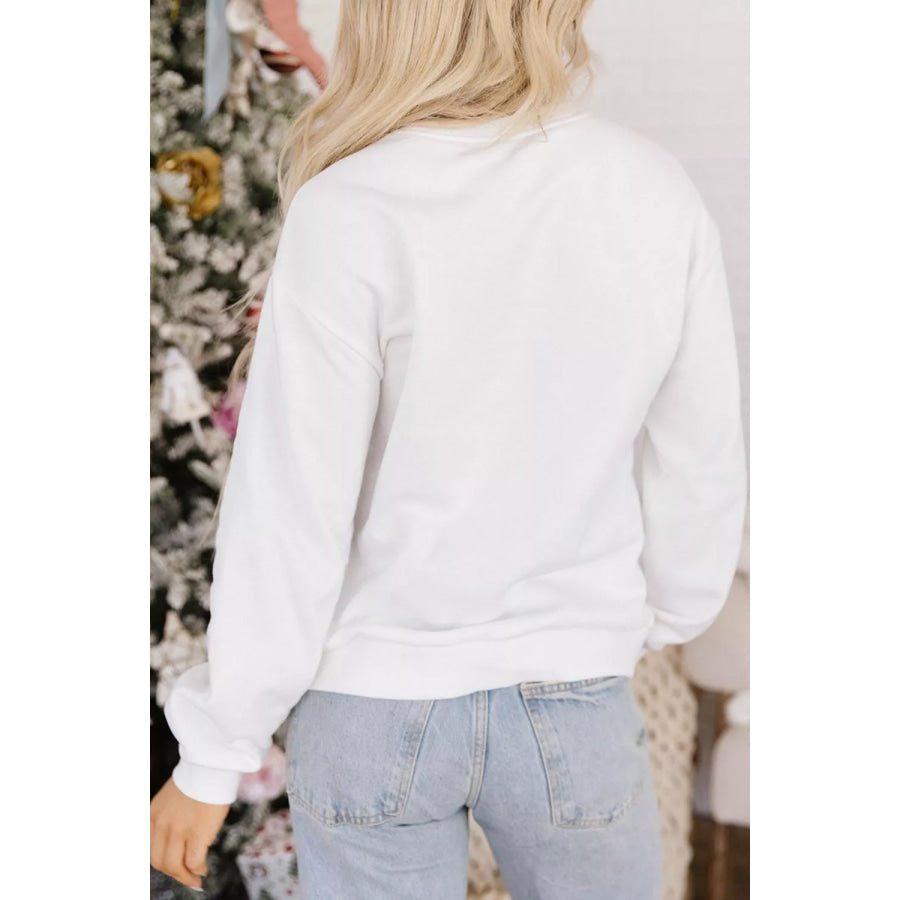 Embroidered Gingerbread Cozy Christmas Long Sleeve Round Neck Sweatshirt Apparel and Accessories