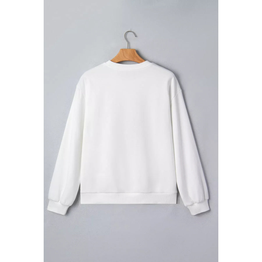 Embroidered Gingerbread Cozy Christmas Long Sleeve Round Neck Sweatshirt Apparel and Accessories