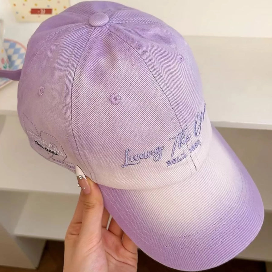 Embroidered Gradient Baseball Cap Pink Purple / One Size Apparel and Accessories