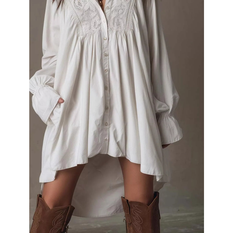 Embroidered High-Low Shirt Dress Apparel and Accessories