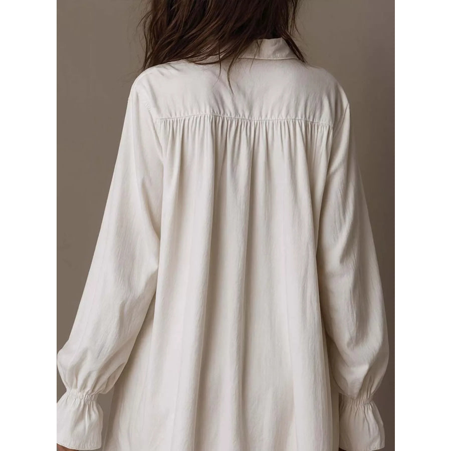 Embroidered High-Low Shirt Dress White / S Apparel and Accessories