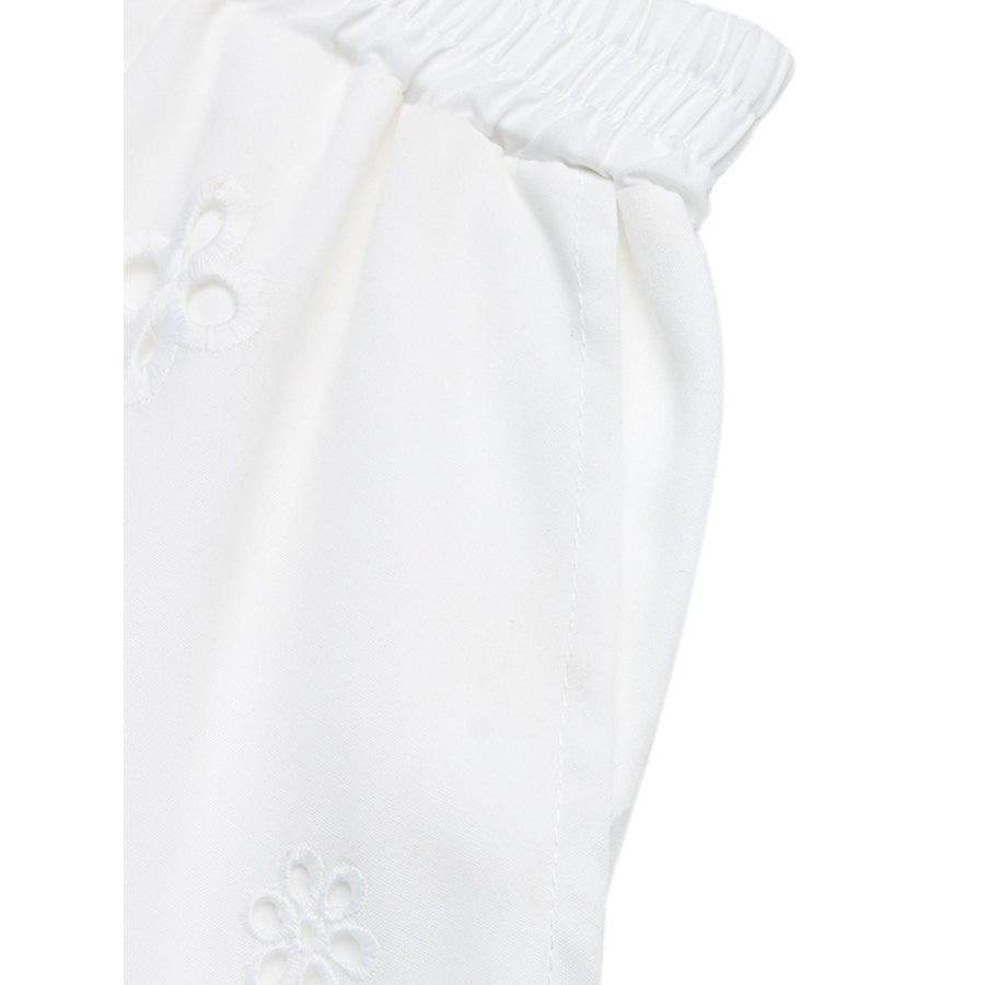 Embroidered Lace Hem Shorts Apparel and Accessories