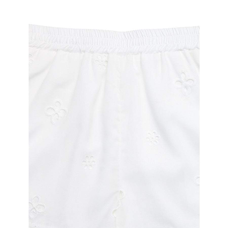 Embroidered Lace Hem Shorts Apparel and Accessories