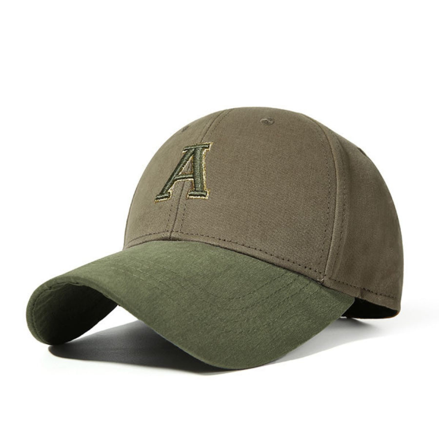 Embroidered Letter A Baseball Cap Sage / One Size Apparel and Accessories