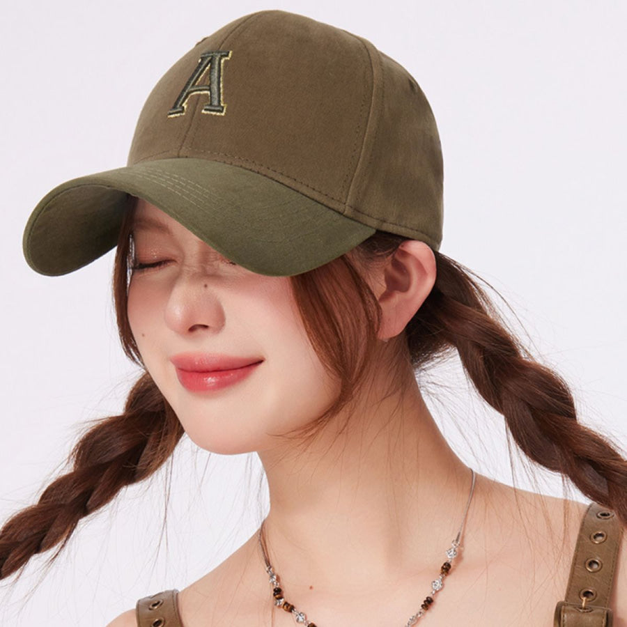 Embroidered Letter A Baseball Cap Sage / One Size Apparel and Accessories