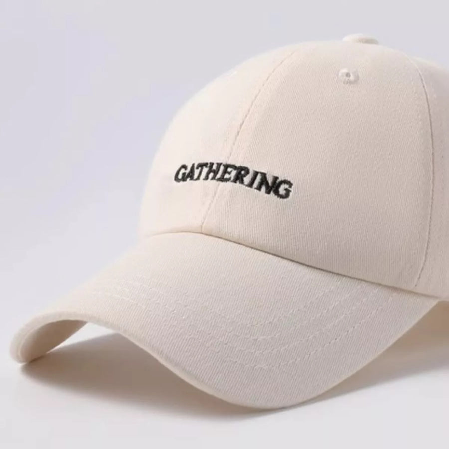 Embroidered Letter Baseball Cap Beige / One Size Apparel and Accessories