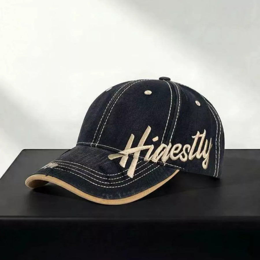 Embroidered Letter Baseball Cap Black / One Size Apparel and Accessories