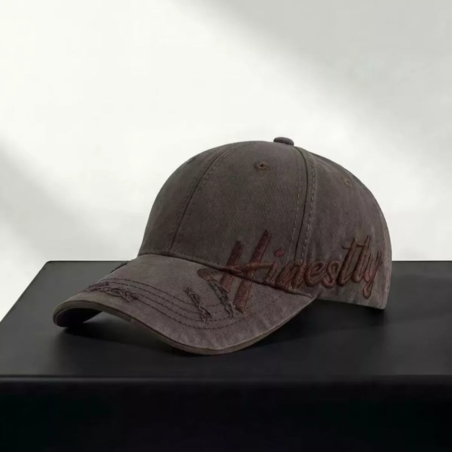 Embroidered Letter Baseball Cap Brown / One Size Apparel and Accessories