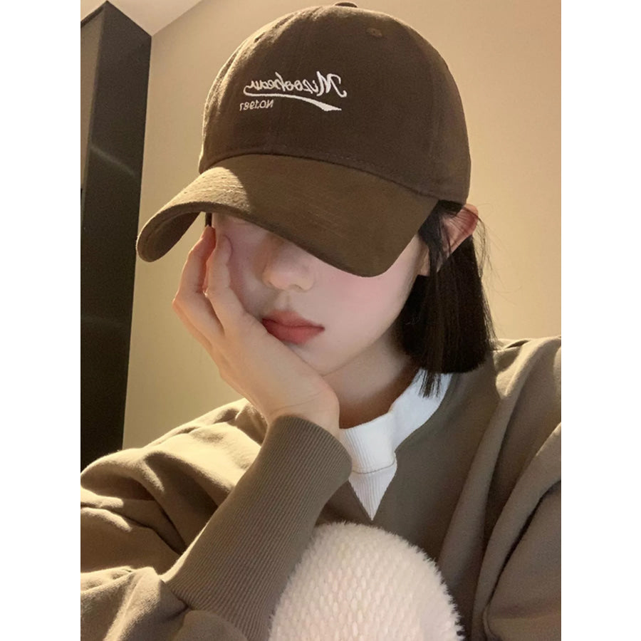 Embroidered Letter Baseball Cap Deep Coffee / One Size Apparel and Accessories