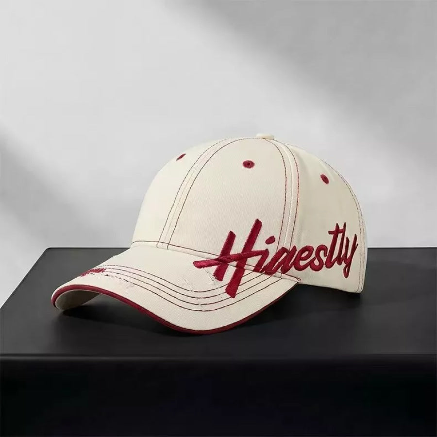 Embroidered Letter Baseball Cap Ivory / One Size Apparel and Accessories