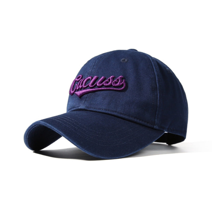 Embroidered Letter Baseball Cap Navy Blue / One Size Apparel and Accessories
