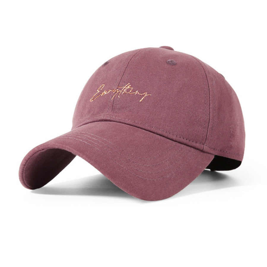Embroidered Letter Casual Baseball Cap Purplish Red / One Size Apparel and Accessories