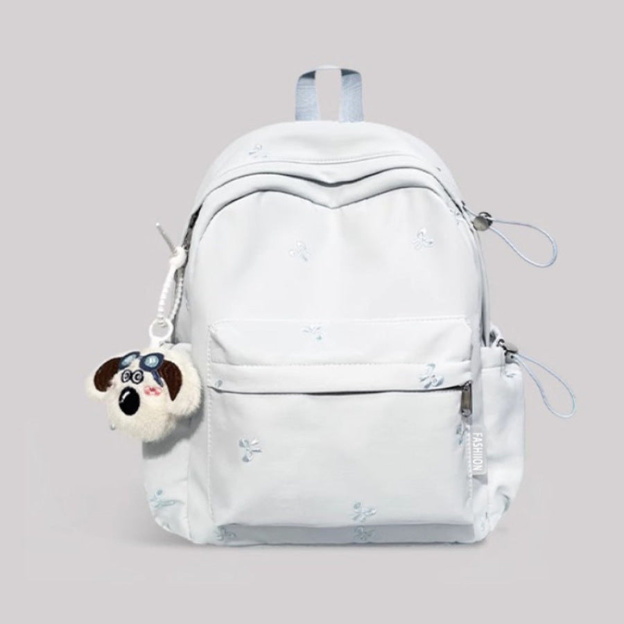 Embroidered Lightweight Backpack Bag Light Blue / ONESIZE Apparel and Accessories