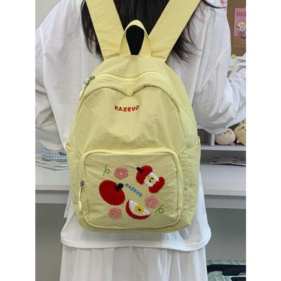 Embroidered Lightweight Backpack Bag Yellow / One Size Apparel and Accessories
