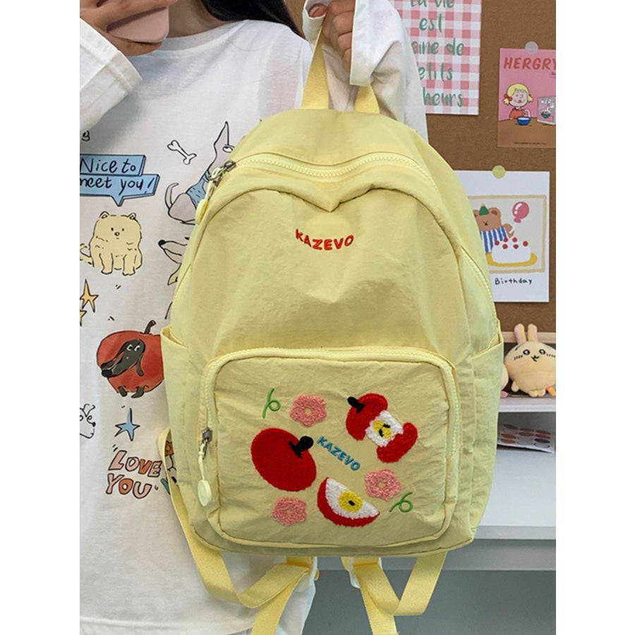 Embroidered Lightweight Backpack Bag Yellow / One Size Apparel and Accessories