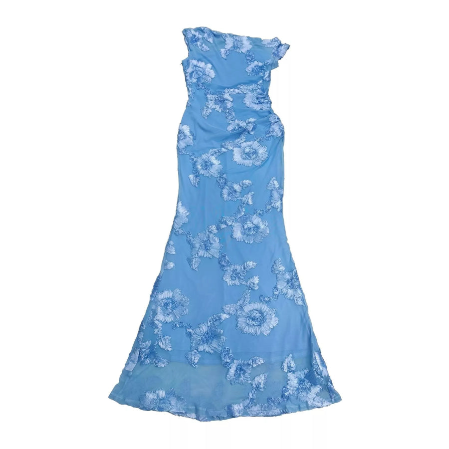 Embroidered One Shoulder Maxi Dress Apparel and Accessories