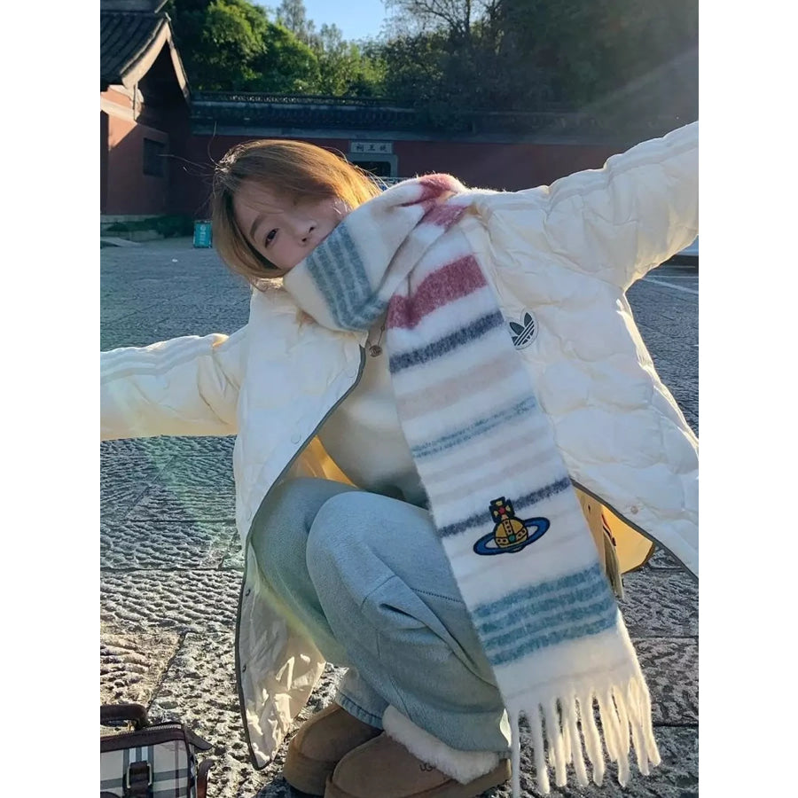 Embroidered Orb Logo Plaid Scarf Apparel and Accessories