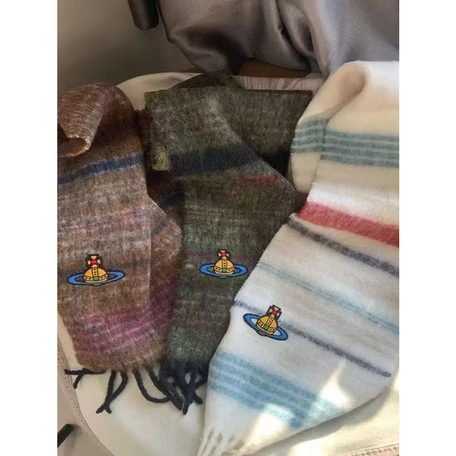 Embroidered Orb Logo Plaid Scarf Apparel and Accessories