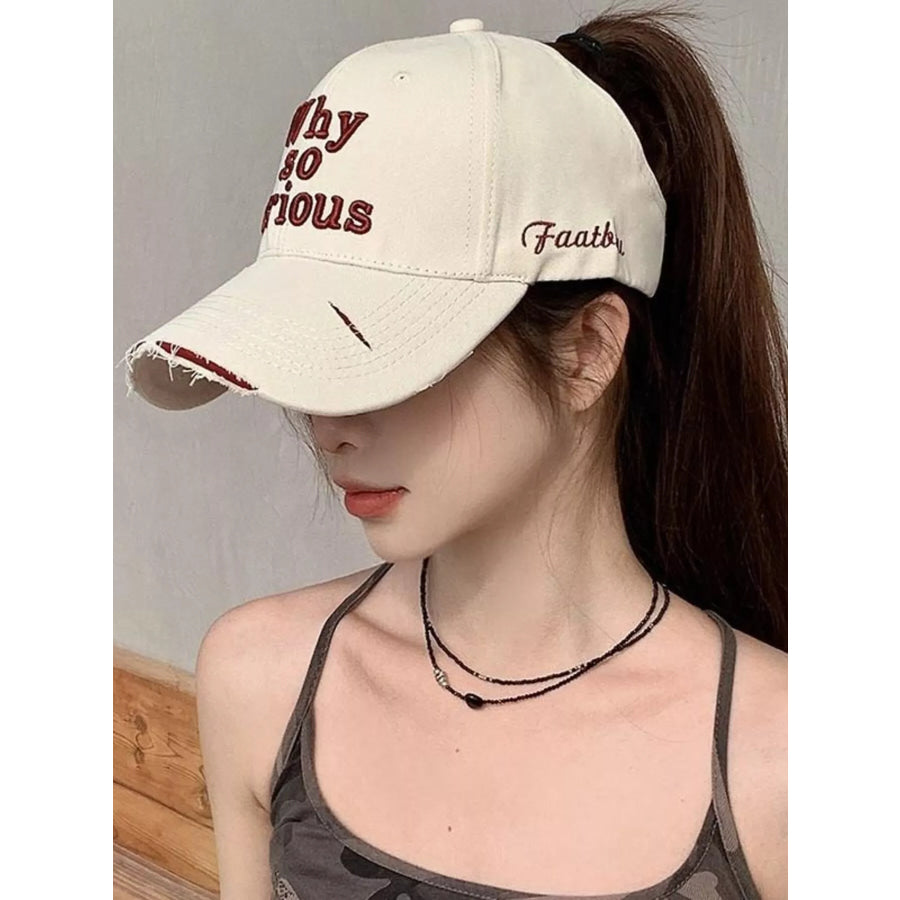 Embroidered Slogan Baseball Cap Beige / One Size Apparel and Accessories