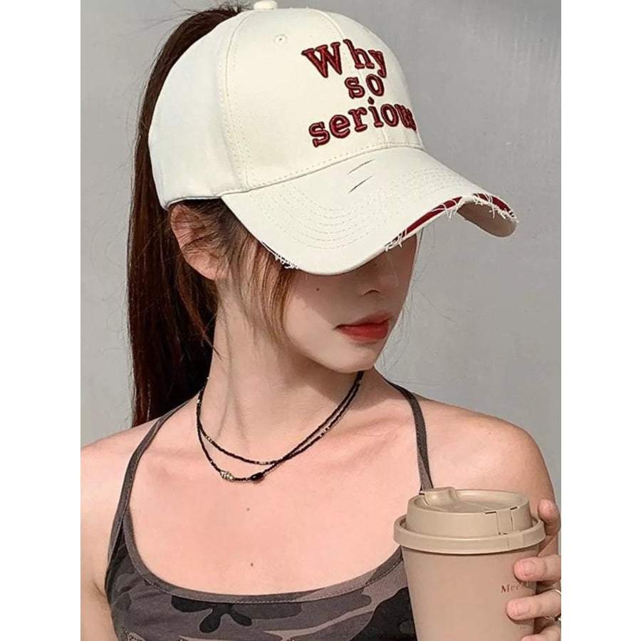 Embroidered Slogan Baseball Cap Beige / One Size Apparel and Accessories