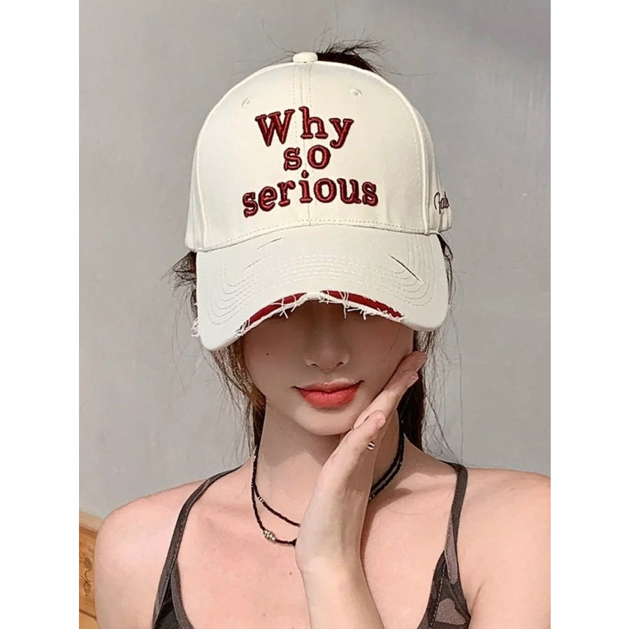 Embroidered Slogan Baseball Cap Beige / One Size Apparel and Accessories