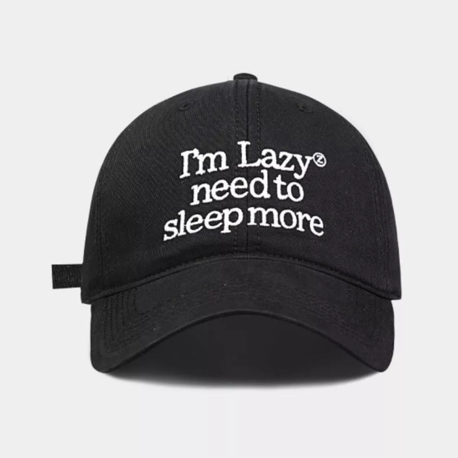 Embroidered Slogan Baseball Cap Black / One Size Apparel and Accessories