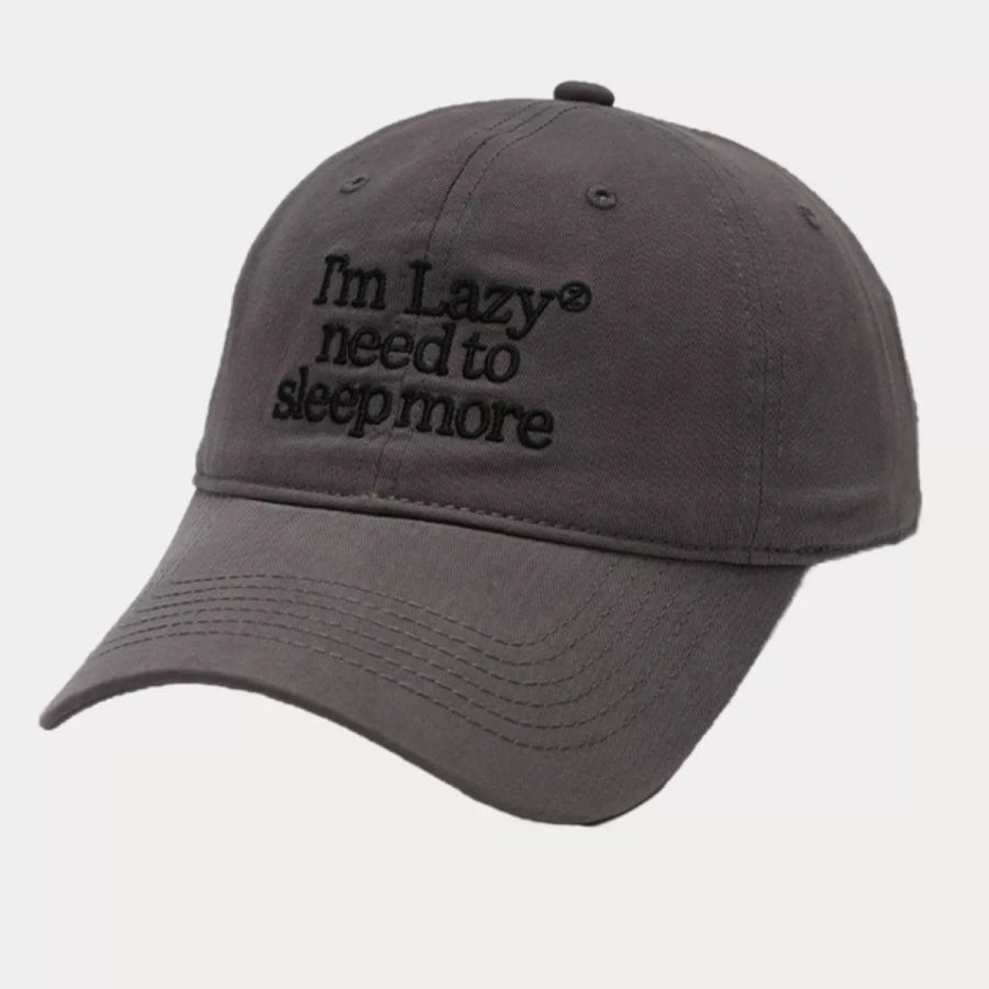 Embroidered Slogan Baseball Cap Gray / One Size Apparel and Accessories