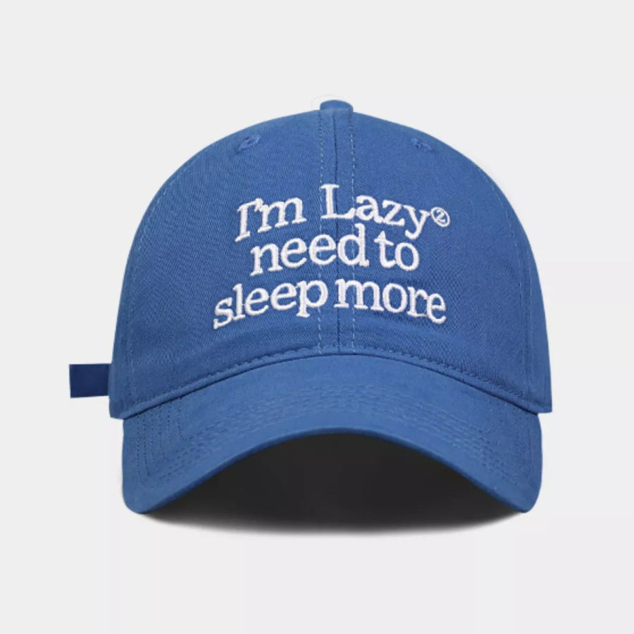 Embroidered Slogan Baseball Cap Royal Blue / One Size Apparel and Accessories