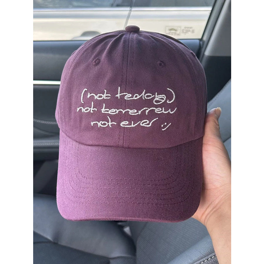 Embroidered Slogan Baseball Cap Sauce Purple / One Size Apparel and Accessories