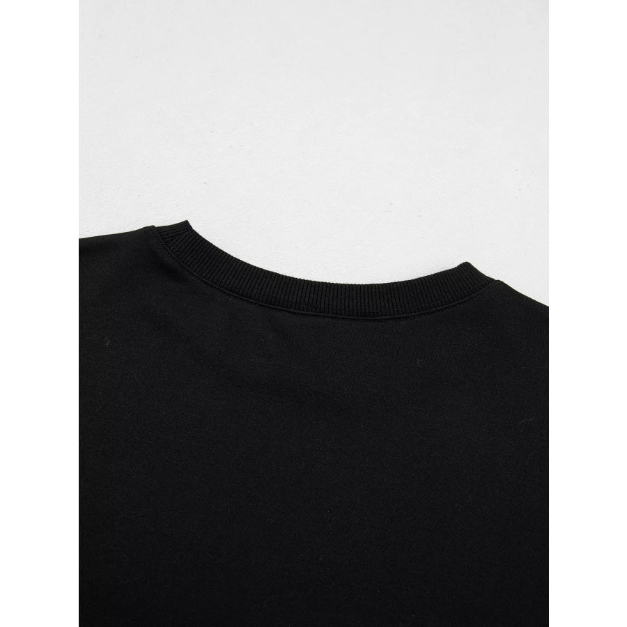 Embroidered Spooky Season Long Sleeve Round Neck Sweatshirt Apparel and Accessories