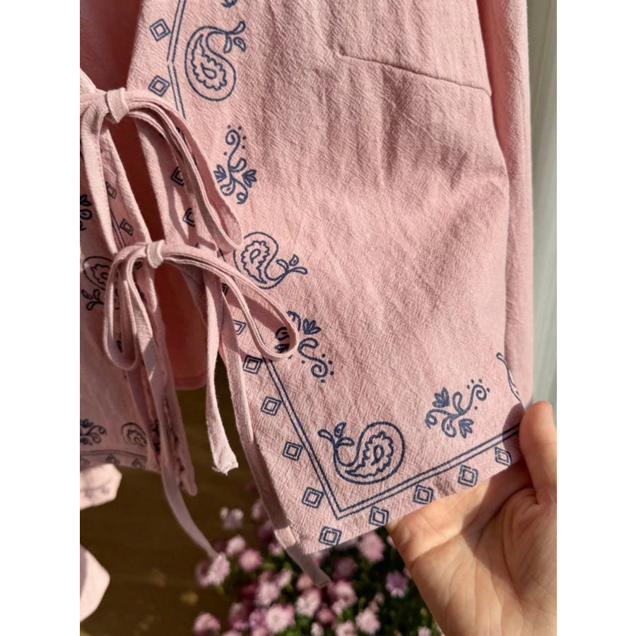 Embroidered Tie-Front Top & Shorts Set Apparel and Accessories