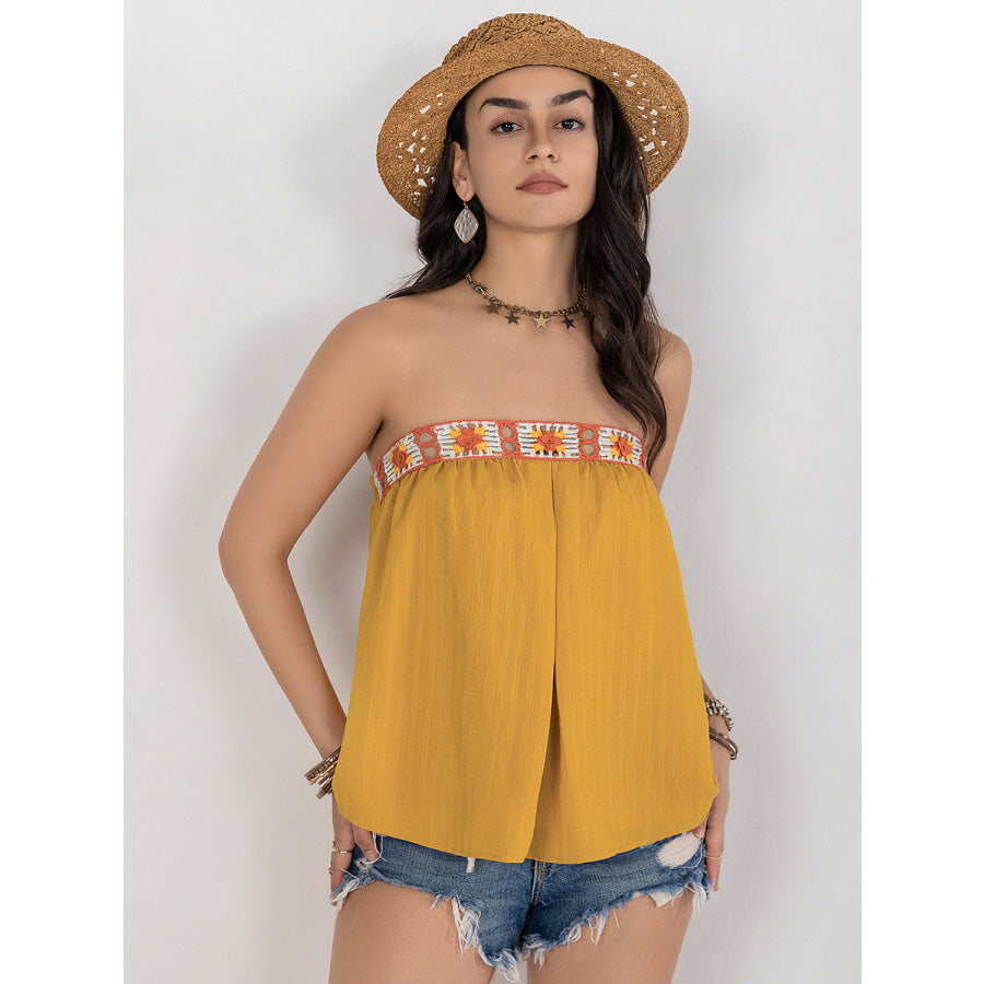 Embroidered Tube Sleeveless Top Apparel and Accessories