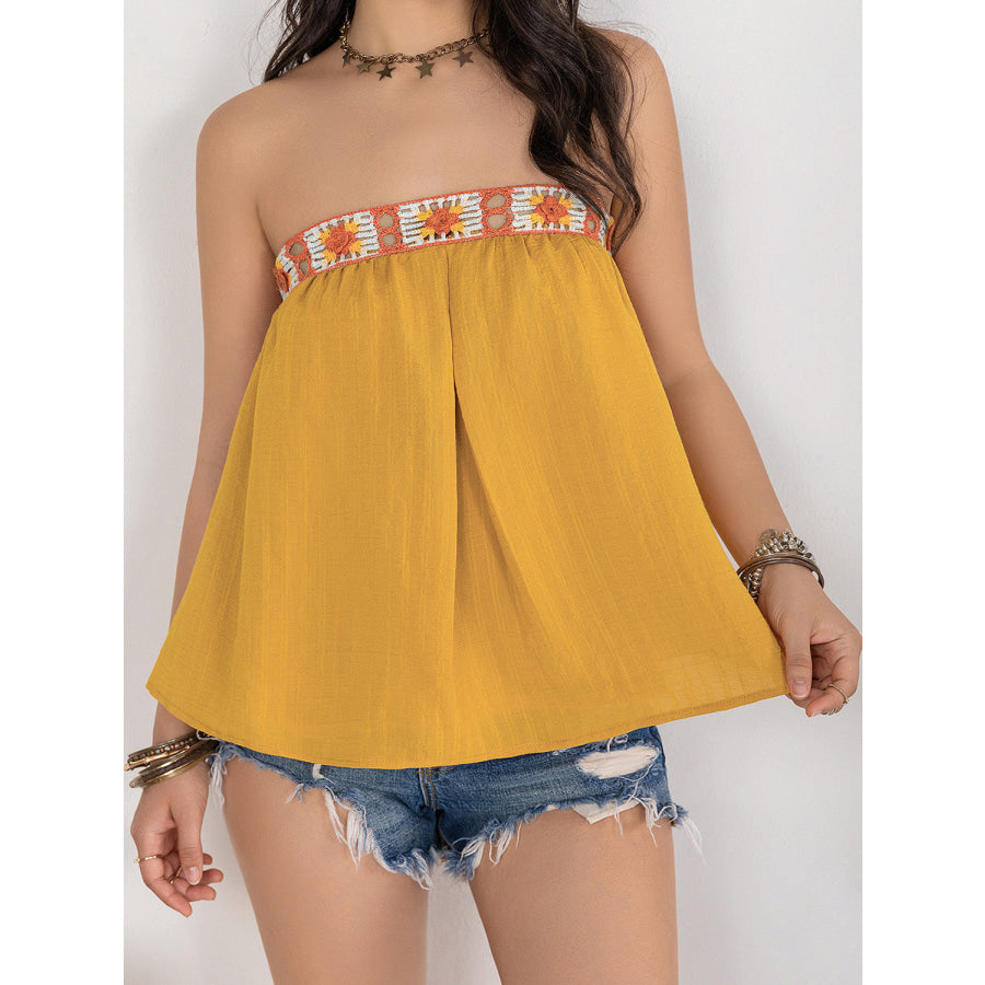 Embroidered Tube Sleeveless Top Apparel and Accessories