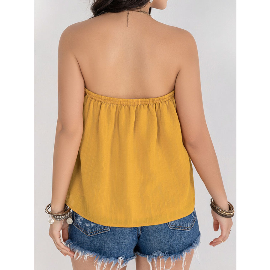 Embroidered Tube Sleeveless Top Gold / S Apparel and Accessories