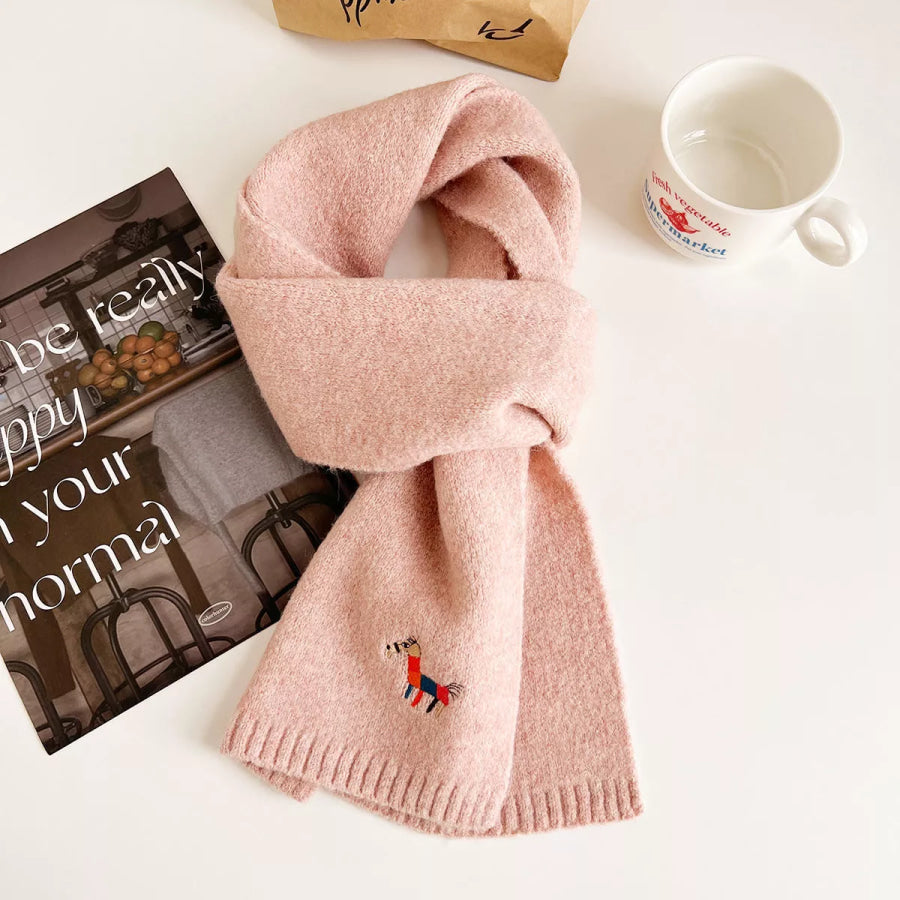 Embroidered Warm Winter Scarf Blush Pink / One Size Apparel and Accessories