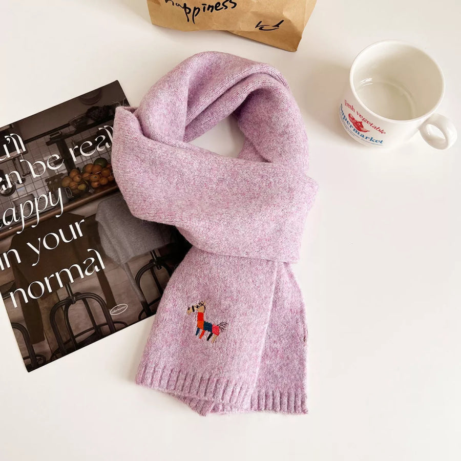Embroidered Warm Winter Scarf Pink Purple / One Size Apparel and Accessories