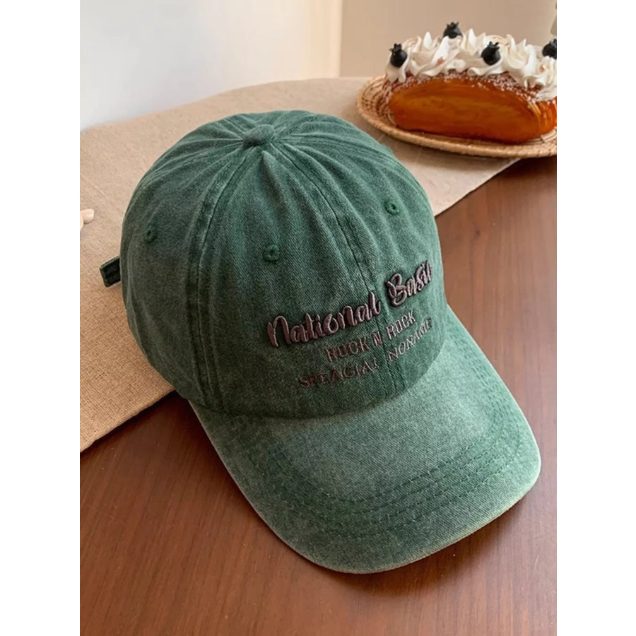 Embroidered Washed Baseball Cap Army Green / One Size Apparel and Accessories