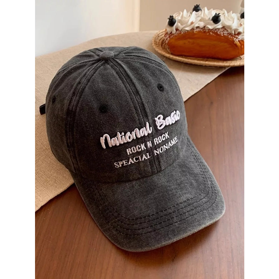 Embroidered Washed Baseball Cap Black / One Size Apparel and Accessories