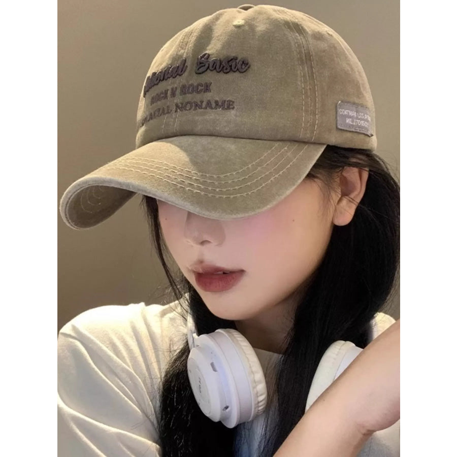 Embroidered Washed Baseball Cap Khaki / One Size Apparel and Accessories