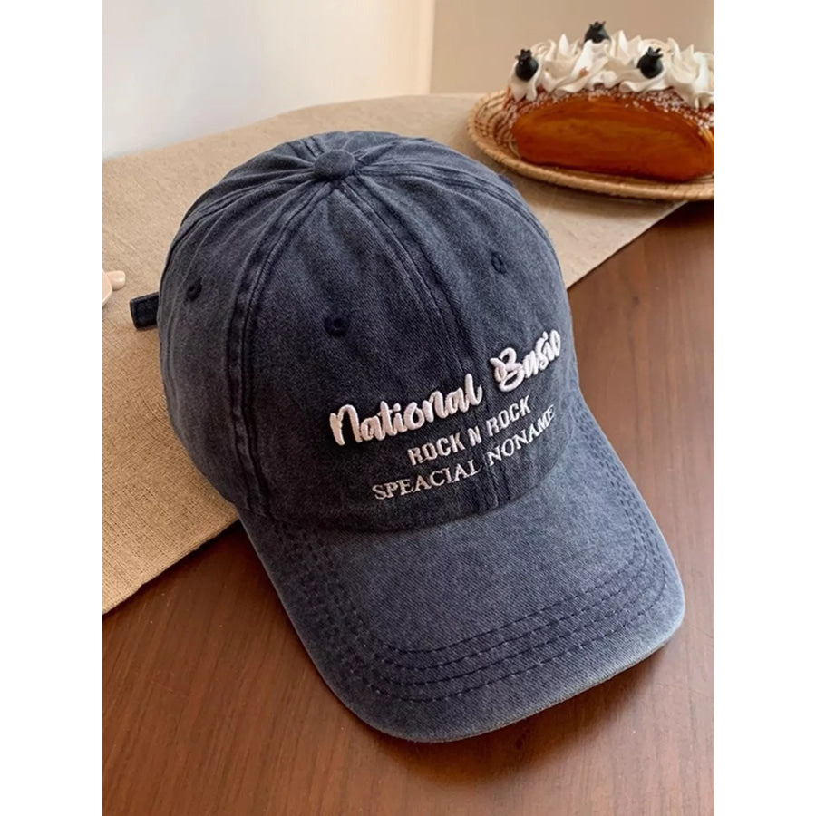 Embroidered Washed Baseball Cap Navy Blue / One Size Apparel and Accessories
