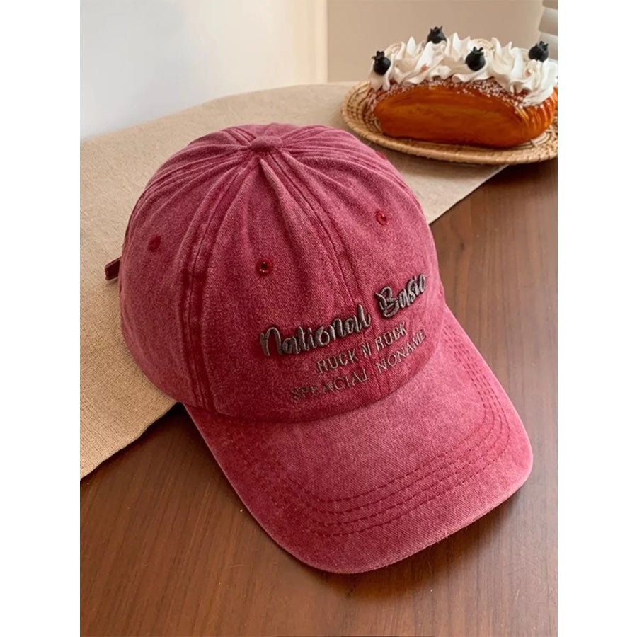 Embroidered Washed Baseball Cap Wine Red / One Size Apparel and Accessories