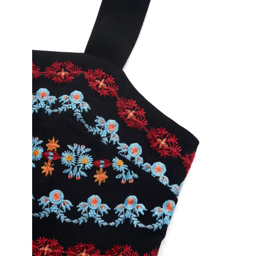 Embroidered Wide Strap Romper Apparel and Accessories