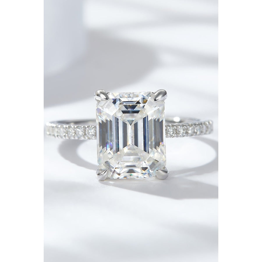 Emerald Cut 4 Carat Moissanite Side Stone Ring