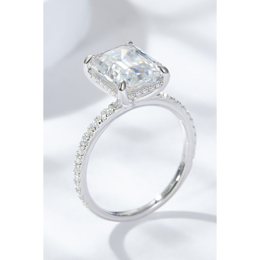 Emerald Cut 4 Carat Moissanite Side Stone Ring