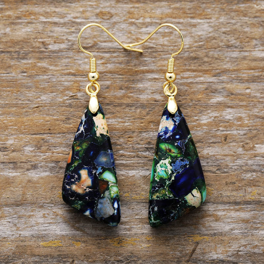 Emperor-Stone Geometric Earrings Navy / One Size Apparel and Accessories