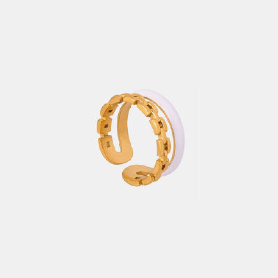 Enamel 18K Gold-Plated Open Ring Gold / 7 Clothing