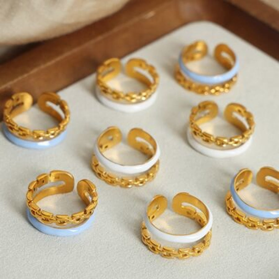 Enamel 18K Gold-Plated Open Ring Clothing