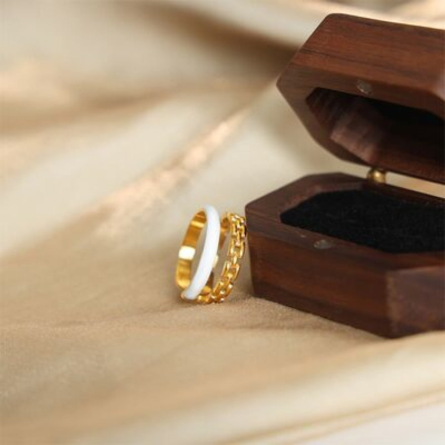 Enamel 18K Gold-Plated Open Ring Clothing